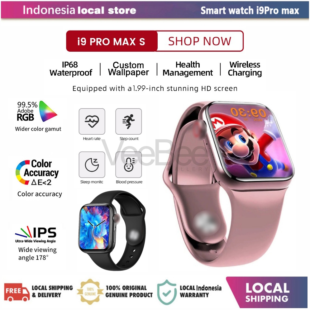 Smartwatch Series 9 Terbaru i9 PRO MAX S Layar Full HD Wireless Charger Jam tangan pria wanita