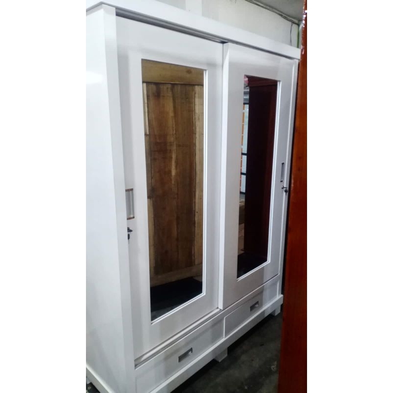 Lemari pakaian sleding 2 pintu full kaca