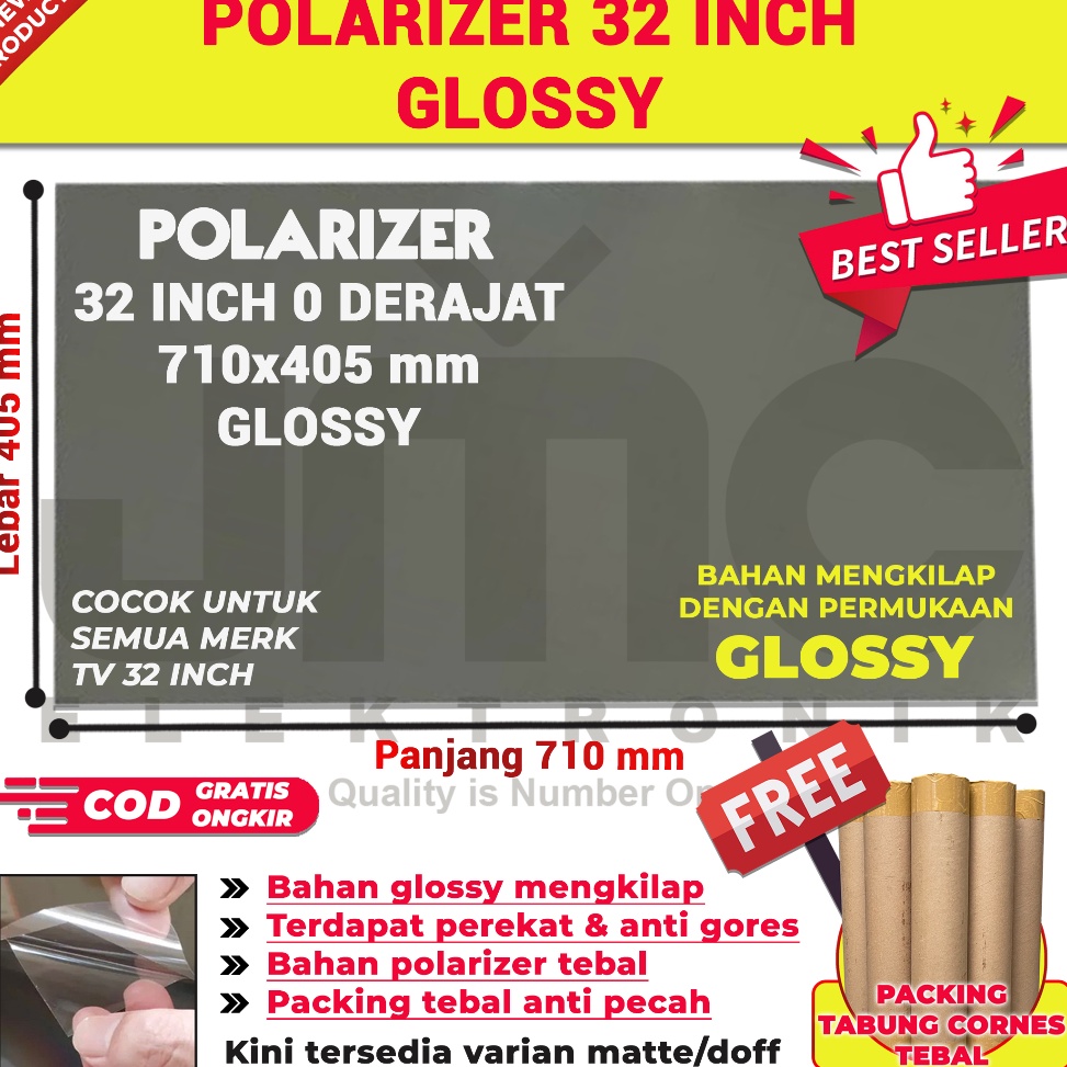 Viral POLARIS LCD 32 INC  DERAJAT POLARIZER LCD 32 INCH PLASTIK POLARISER LCD 32IN DEPAN POLARIZED T