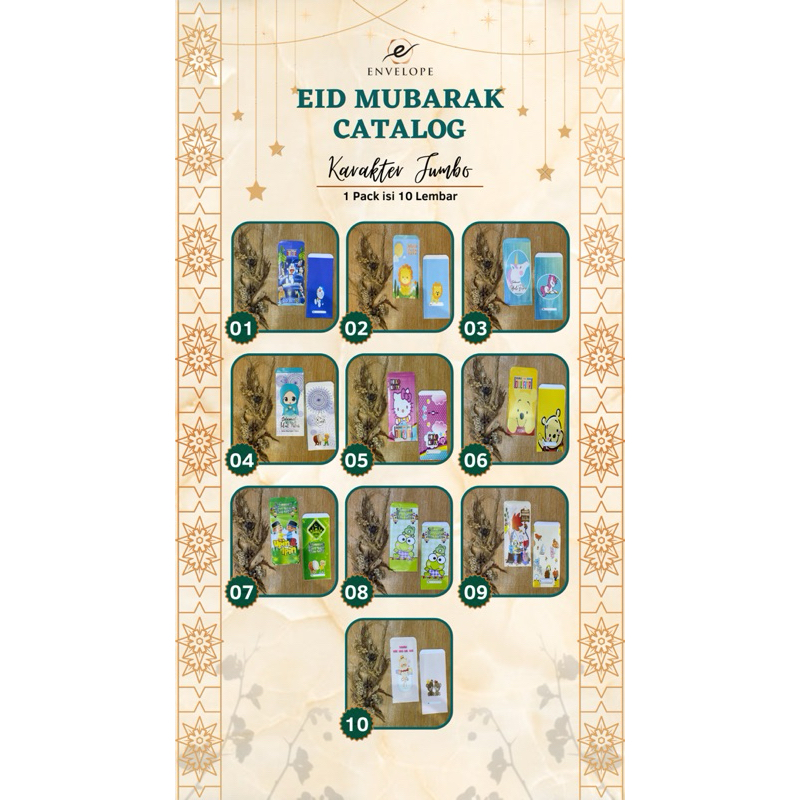 

AMPLOP LEBARAN / IDUL FITRI MOTIF KARAKTER JUMBO