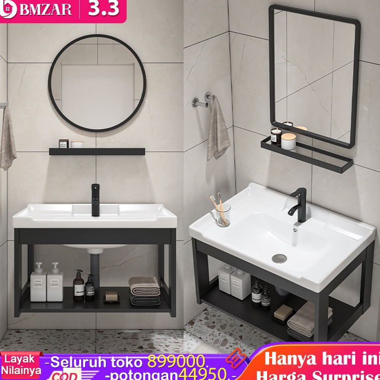 SALE Cermin Dinding Gantung Dengan Rak Kaca Cermin Tebal Cermin Tempel Dinding Minimalis
