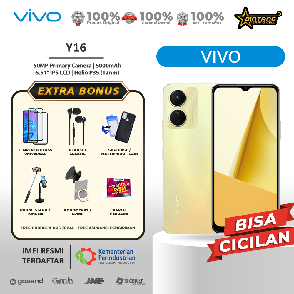 Vivo y16 ram 4/128Gb -ram 4/64Gb -ram 3/64Gb-ram  3/32Gb garansi resmi