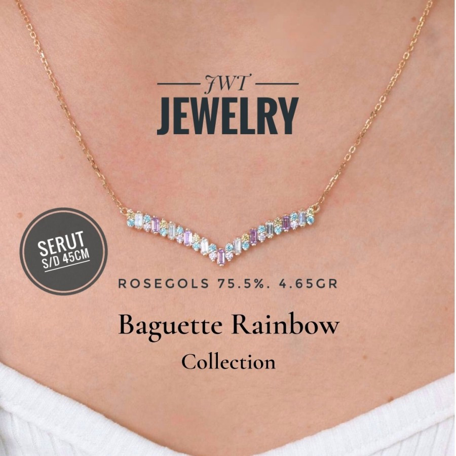 KALUNG KOYE EMAS SANDRA DEWI GOLD RAINBOW BAGUETTE AUREL V MATA2 WARNA WARNI PELANGI CANTIK SEKALI