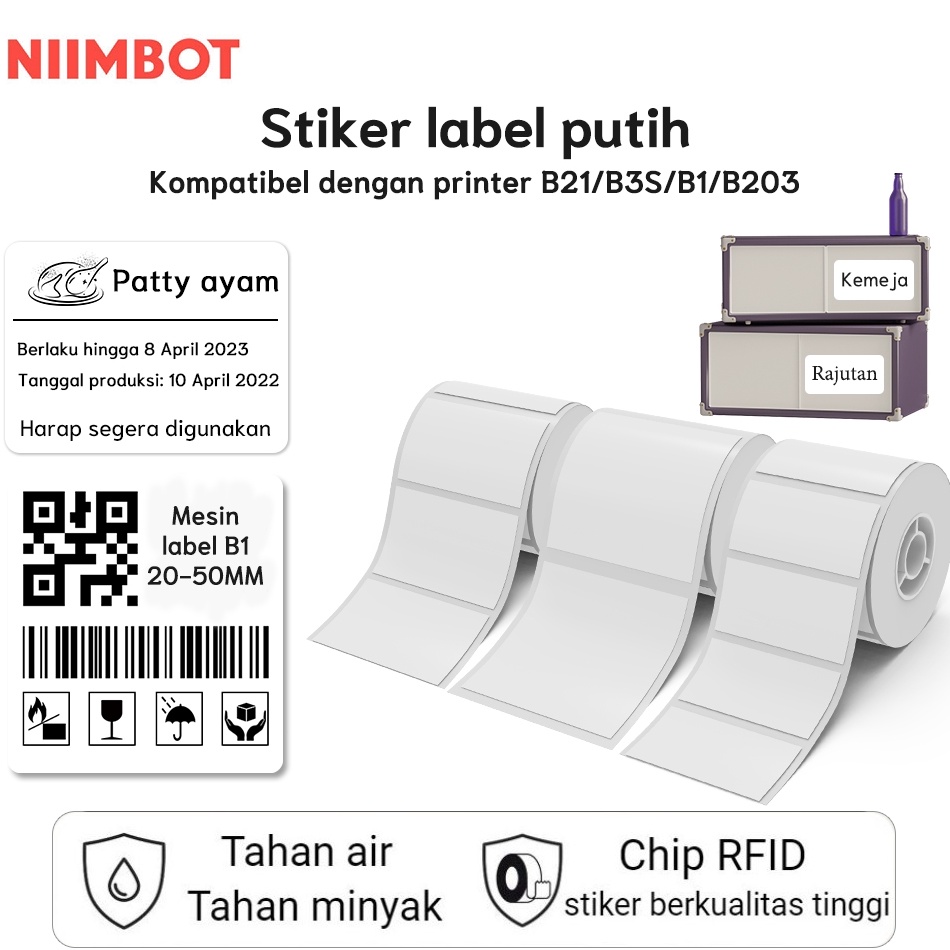 

LOJ243 1111 NIIMBOT B21B1B3S Kertas Stiker Label Termal Putih Lebar Pakaian Harga Komoditas Makanan
