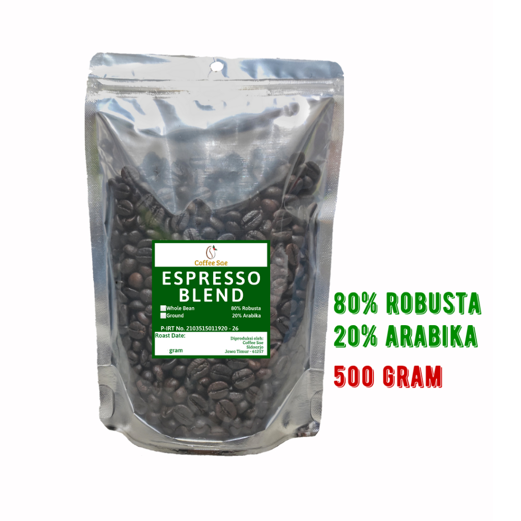 

Kopi Espresso House blend 500gram 80:20 cocok untuk Es Kopi Susu