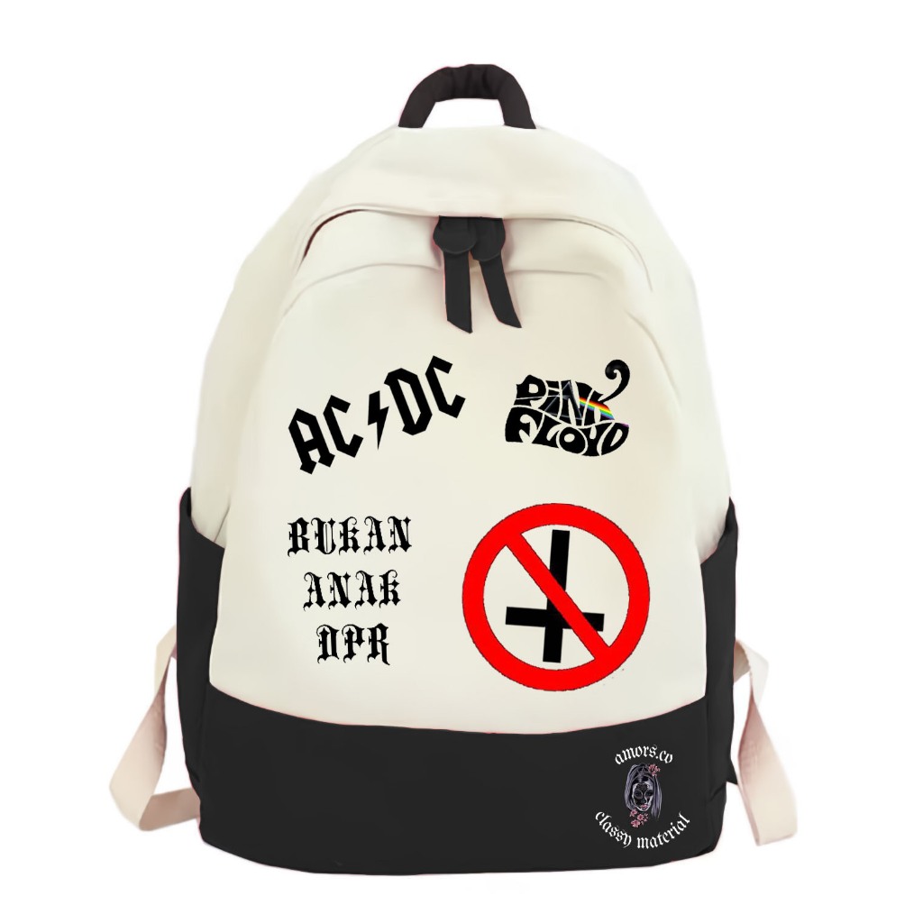 Tas Ransel Cowo/Cewe Unisex SD SMP SMA Kekinian Keren Band Dan Kata-Kata Skena BUKAN ANAK DPR COD ta