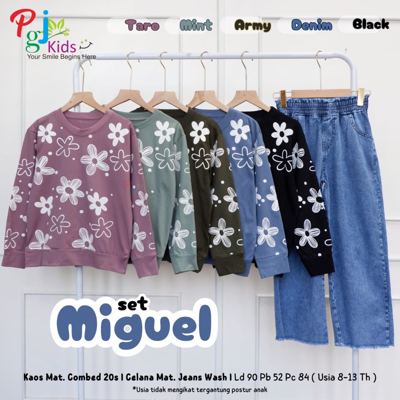 PGJ setelan anak perempuan miguel set | combed jeans usia 11-15 tahun tergantung postur anak