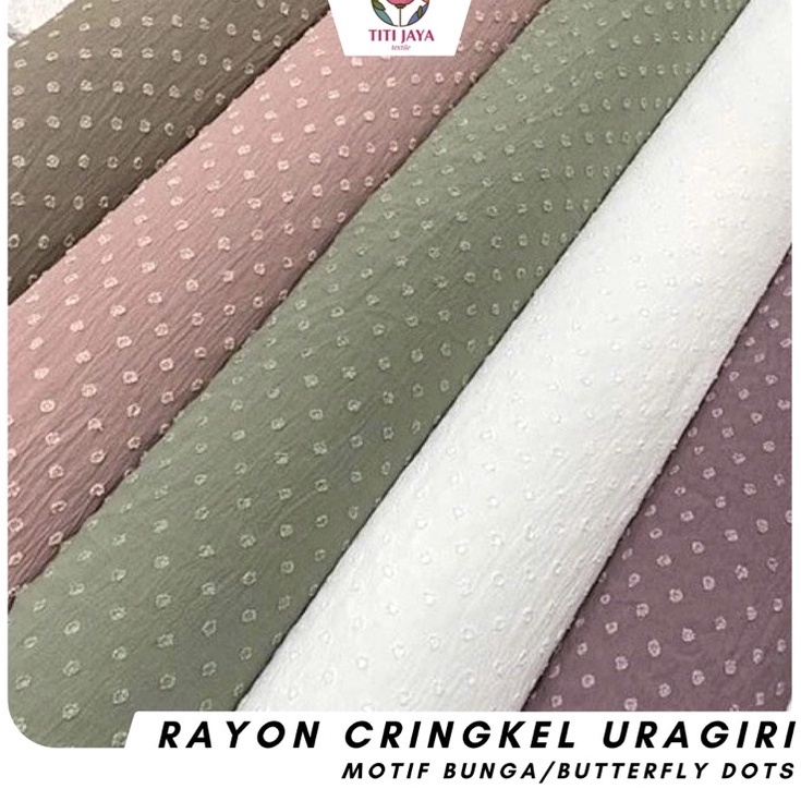 Banting harga TERMURAH Rayon CRINKLE CEY Airflow URAGIRI ONE TONE Original  Kain Katun Motif Dots on