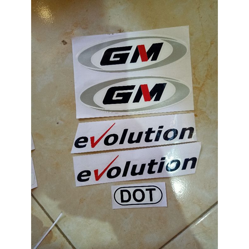 stiker logo helm GM + evolution set model cutting