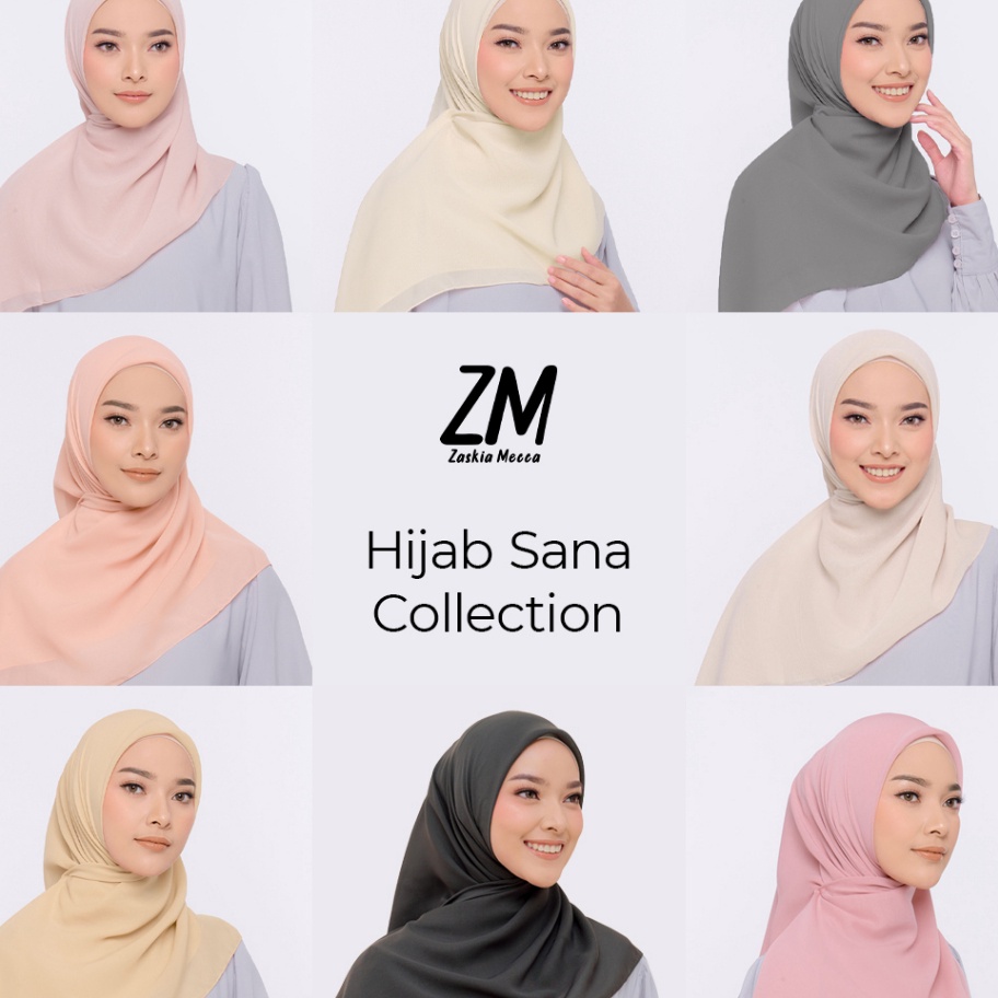 DISKON ZM Zaskia Mecca  Sana Hijab Polos  Kerudung Segi Empat