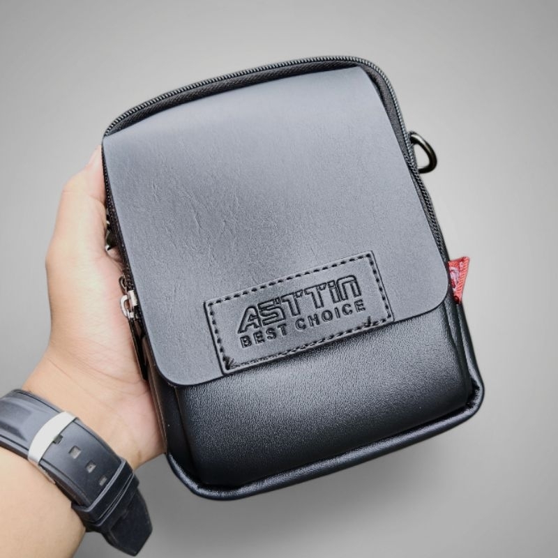 Tas selempang pria Kulit PU// Tas west bag Original ASTIN mini