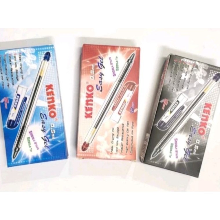 

LQI489 Free Ongkir Pulpen Gel Bolpen Pena Kenko EASY GELL 5mm Hitam Biru 1pak 12 pc