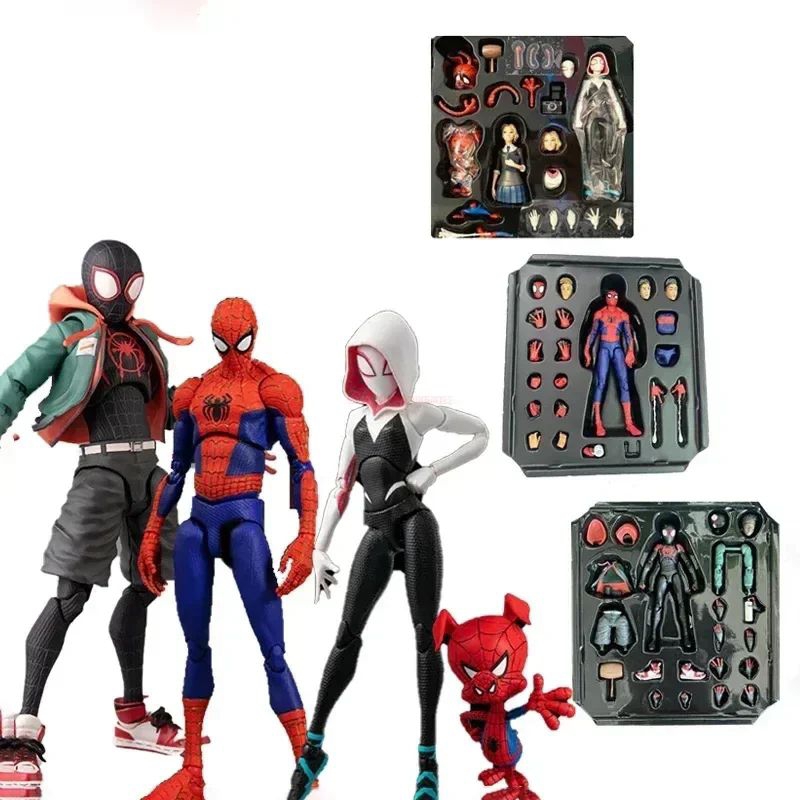 Sentinel into Spiderverse Spiderman B Parker Miles Morales Gwen Figure