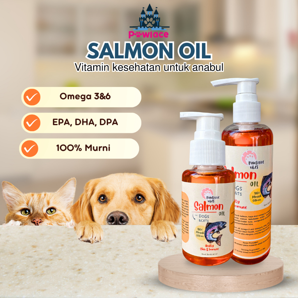 Minyak Salmon Murni 100% - Minyak Salmon Kucing Anjing - Salmon Oil Vitamin - Minyak Ikan Salmon Unt