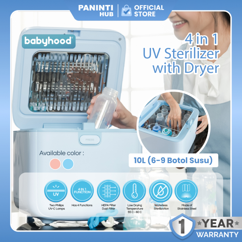 Babyhood UV Sterillizer 10L with Dual Lamp Philips UV-C Sterilizer and Dryer / Steril & Pengering Al