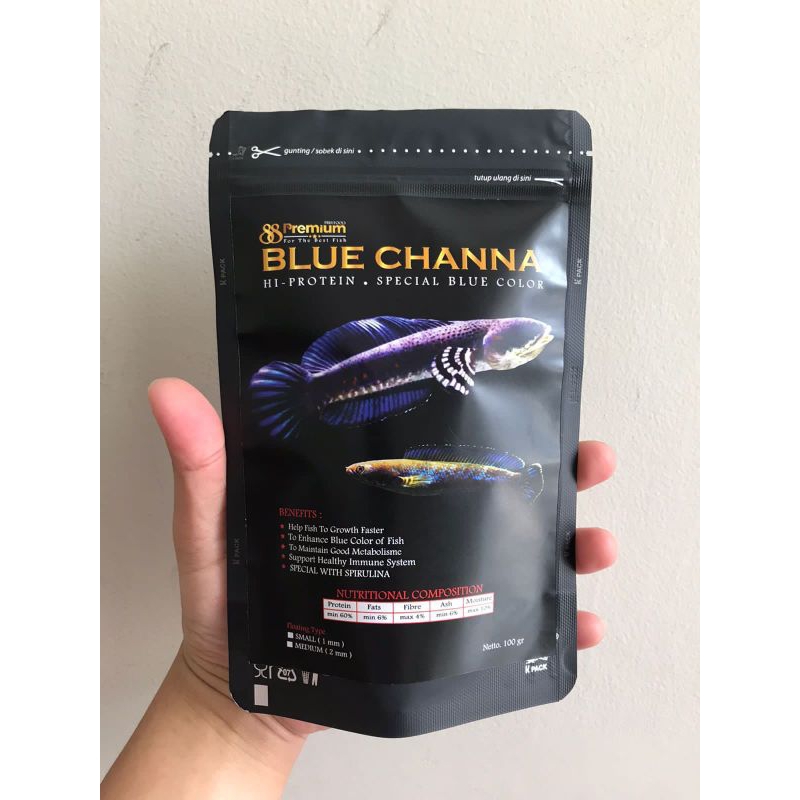 pakan channa Blue Channa premium88 100gr