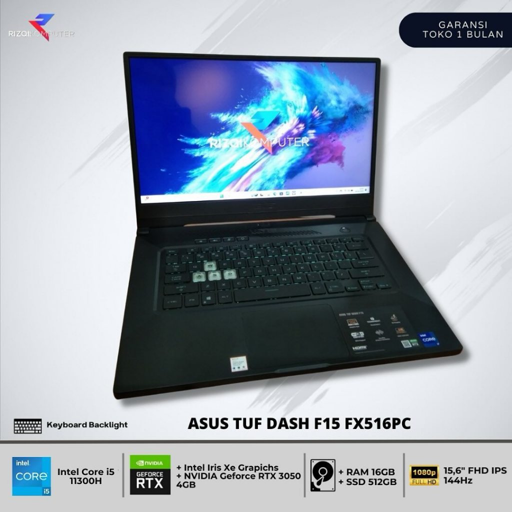 Asus TUF DASH F15 FX516PC Intel Core i5-11300H Ram 16GB SSD 512GB