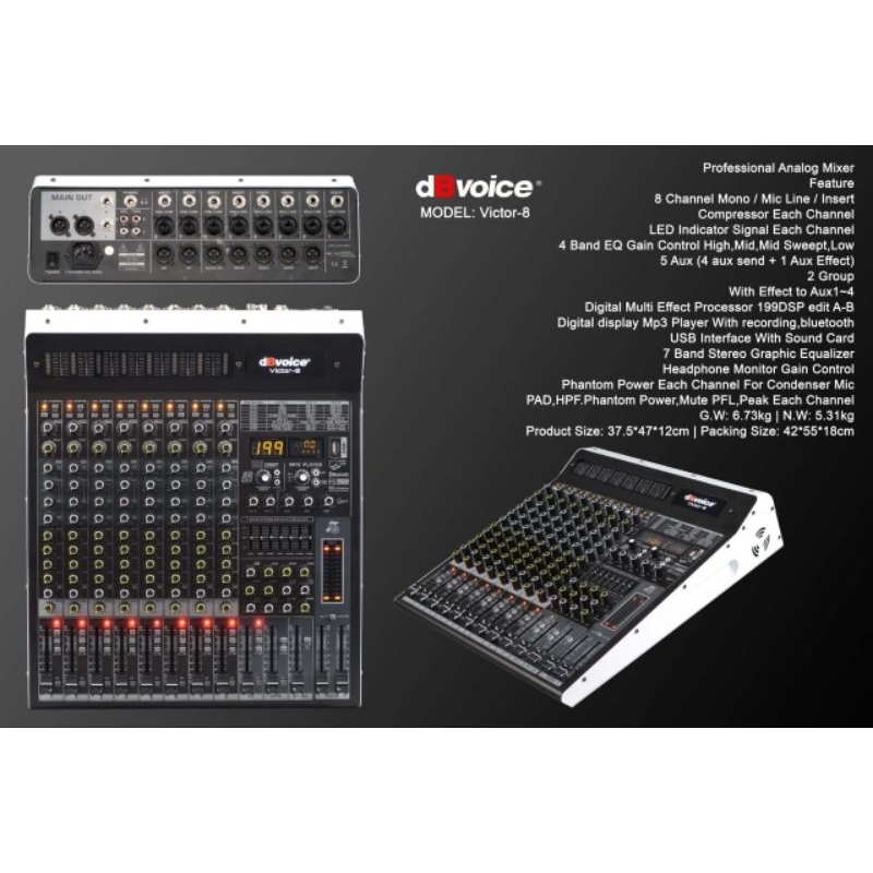 Mixer dBvoice Victor 12 Profesional Audio Mixer 12 Channel dB voice Original