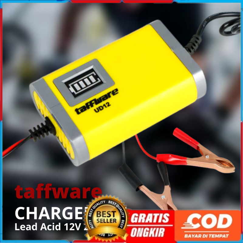 ORIGINAL Taffware Charger Aki Motor Lead Acid 12V 2A - UD12 Cas Aki Mobil Motor