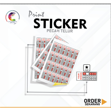 Sticker Segel / Sticker Garansi Ukuran A4 Pecah Telur + Cutting