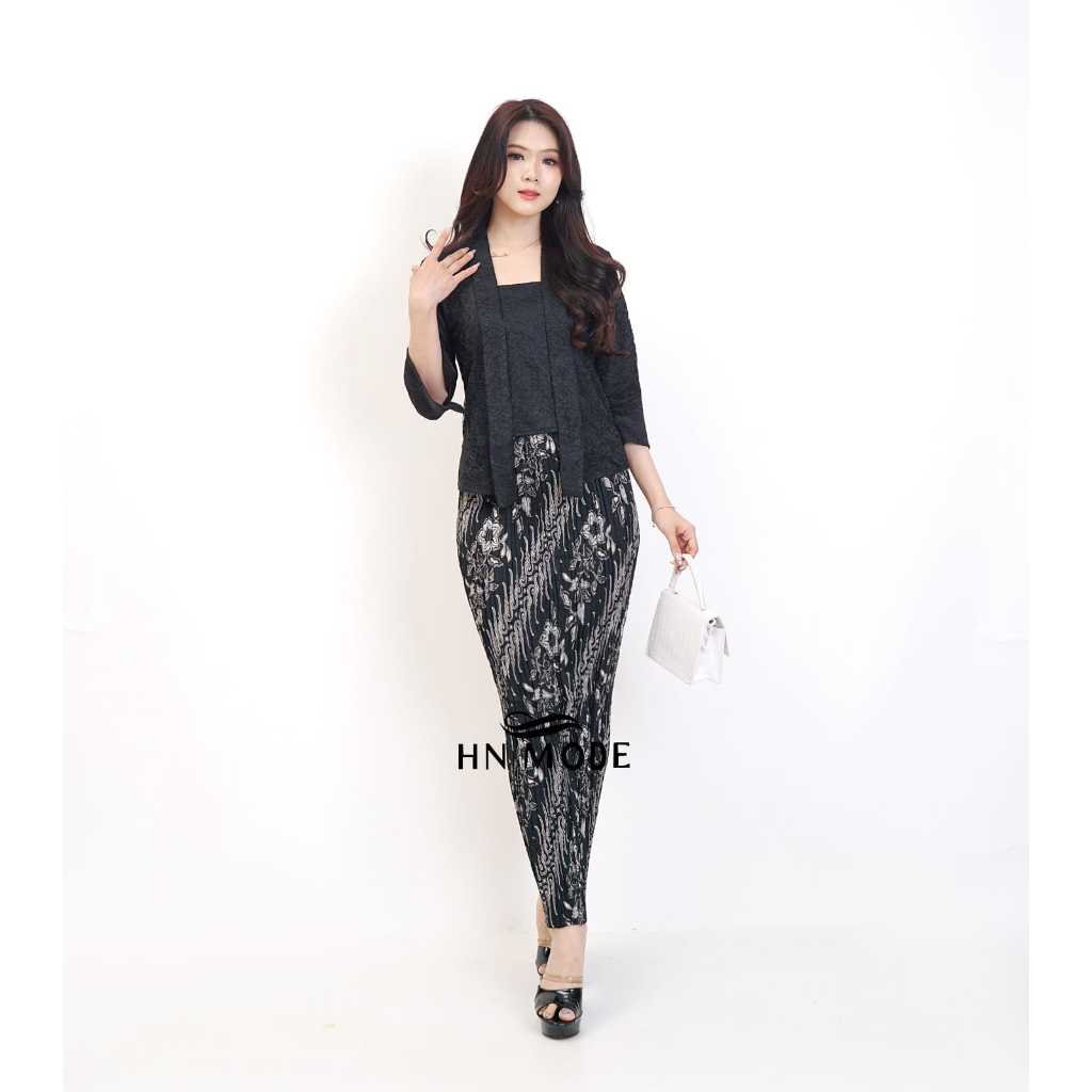Naily kebaya - Setelan kebaya kutubaru brokat kartini mix rok plisket batik floral / Baju kondangan 