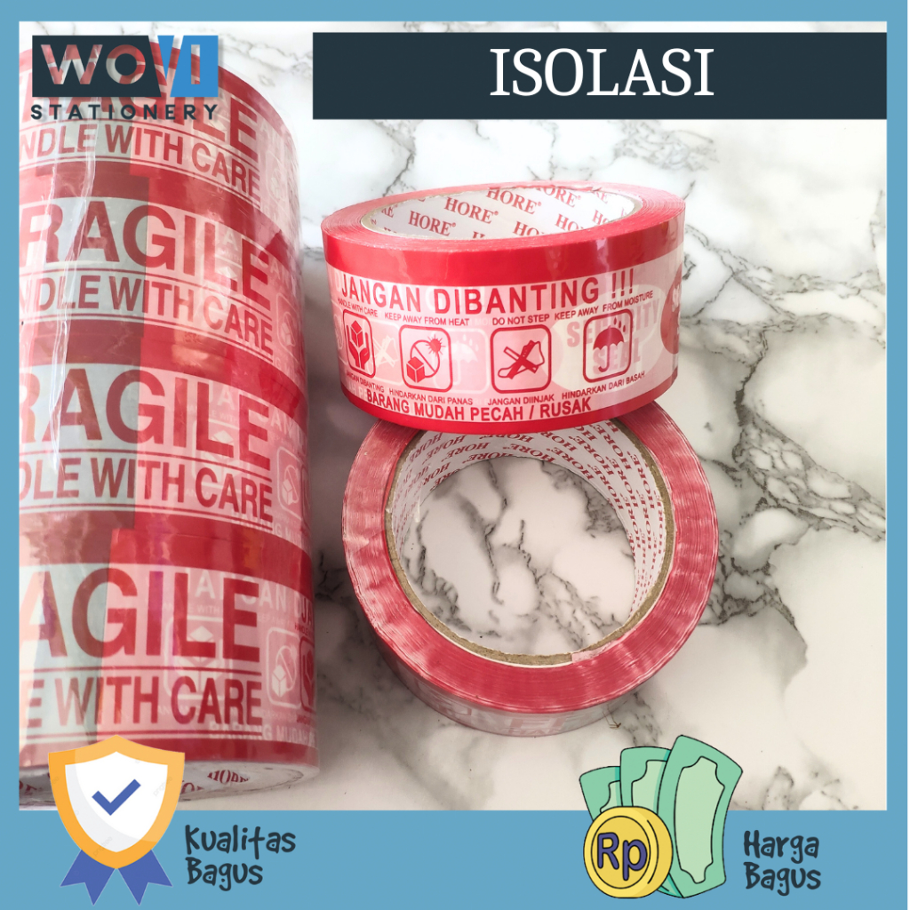 

[PCS] Isolasi Fragile 2 inch 4in1 Hore / Lakban Fragile 48mm x 100yard Hore 4in1