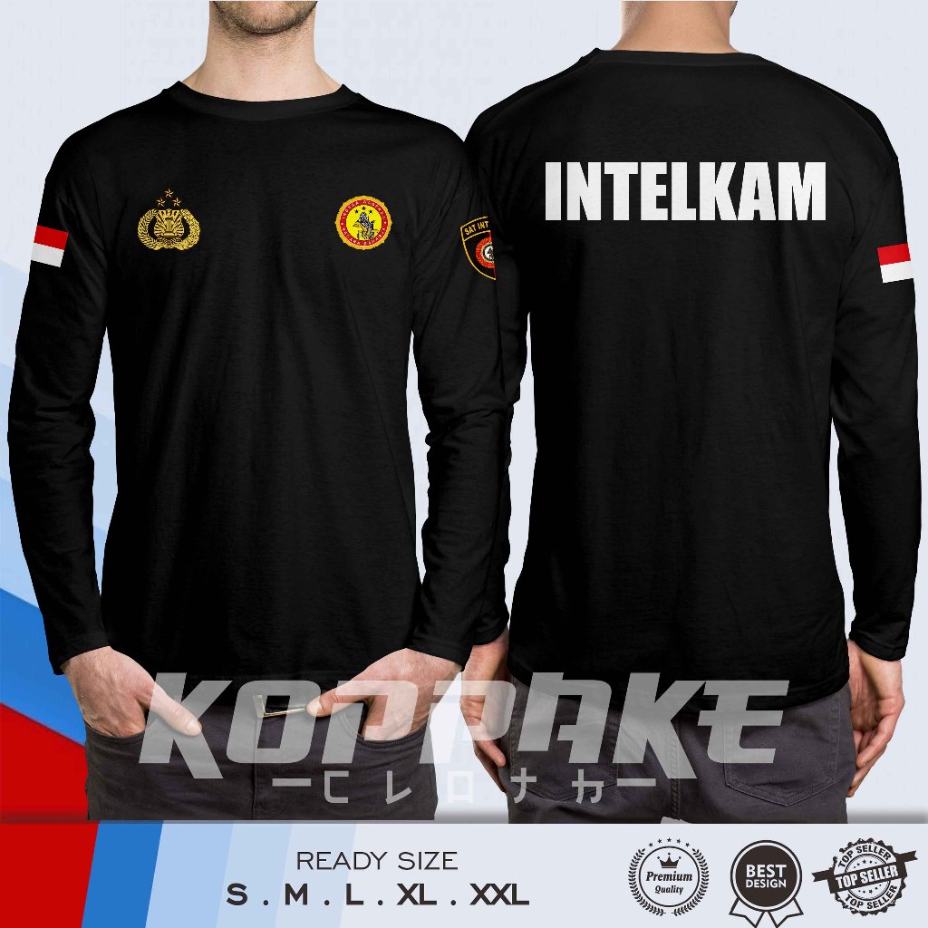 Kaos POLRI SAT INTELKAM Logo Lengan Panjang Baju Distro