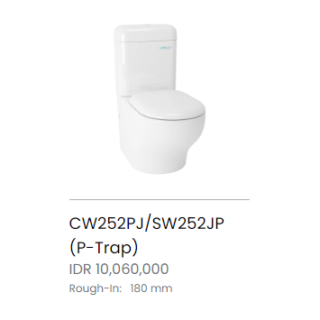 TOTO CLOSET KLOSET DUDUK PUTIH  Close Coupled Toilet CW252PJ/SW252JP (P-Trap)