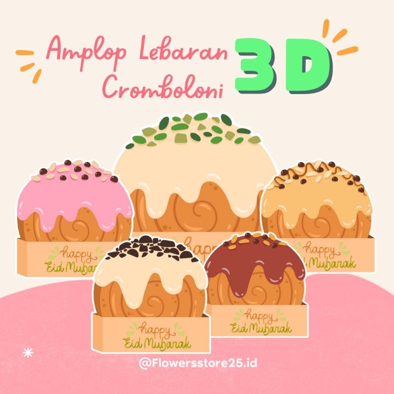 

(Isi 10 pcs) Amplop Lebaran 3D Karakter cromboloni kue toples parsel lebaran viral Series Cake 2024 / Angpao THR Unik / Amplop Idul Fitri 2024