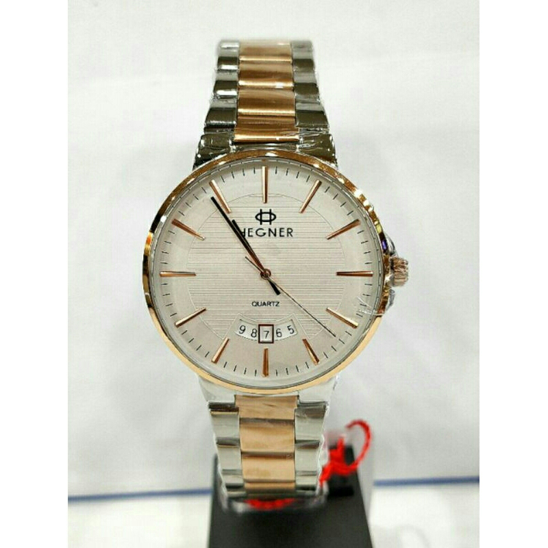 Jam tangan pria HEGNER 5025 silver rosegold stainless steel