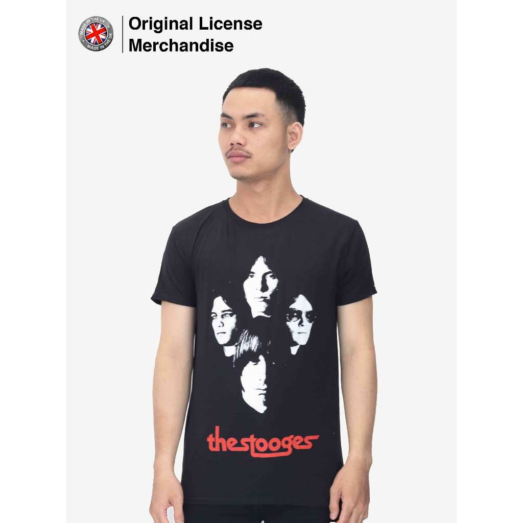 Kaos Baju Premium Hitam Pendek Pria Wanita Casual Dewasa Import Motif Band Musik STOOGES Original Gr