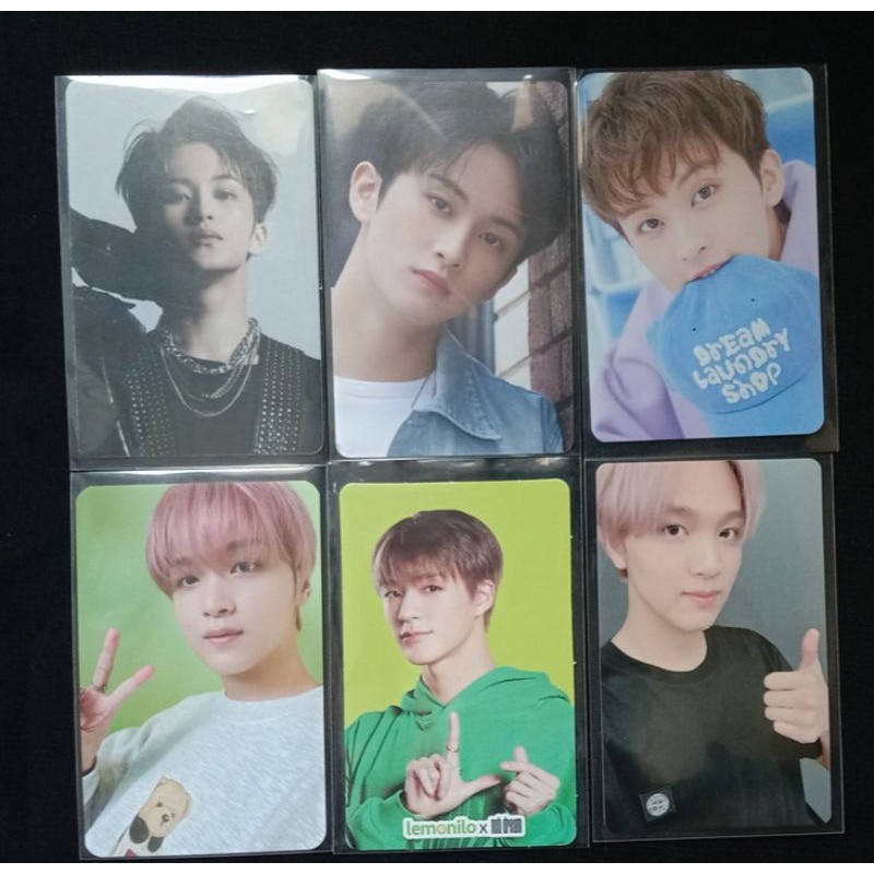photocard mark dilan, mark laundry gigit topi, haechan (baca deskripsi)