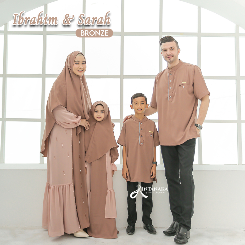 Intanaka Ibrahim Sarah Bronze Gamis Sarimbit Keluarga Couple Ayah Ibu Anak set Syari Khimar Niqab Ko