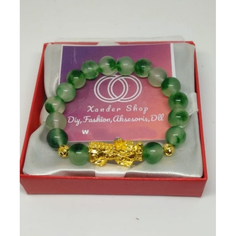 GELANG GIOK TAIWAN GELANG PIXIU HOKI GIOK HIJAU ASLI