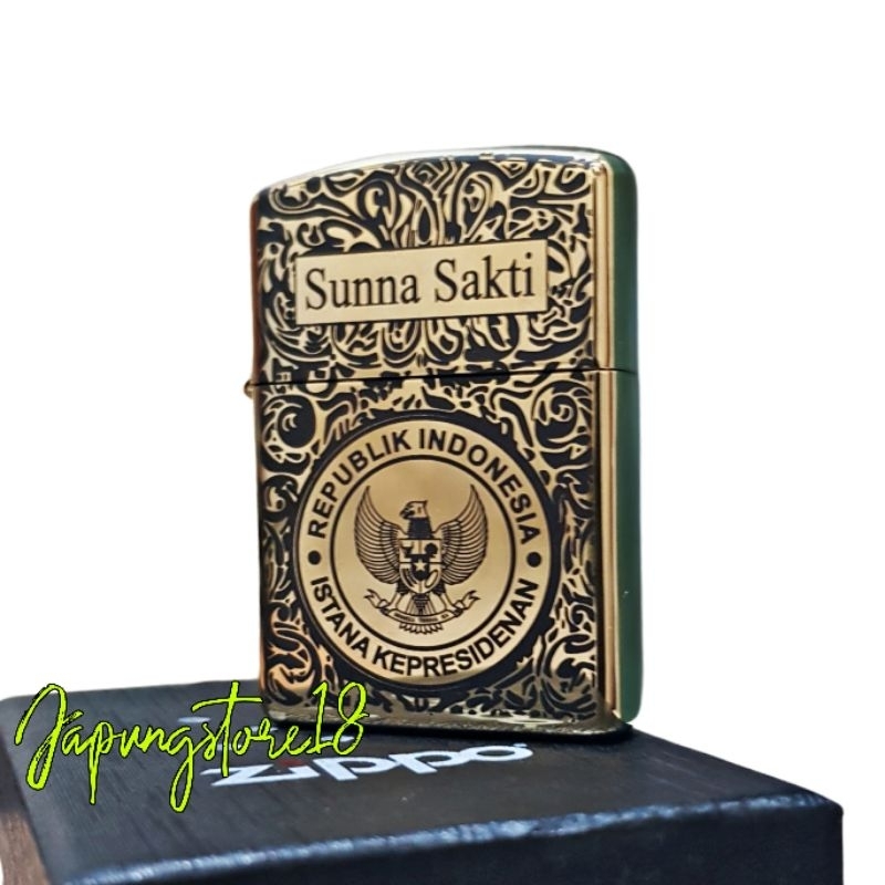 ZIPPO ISTANA NEGARA KEPRESIDENAN FREE NAMA KOREK API CUSTOM ISTANA FULL BATIK GRAFIR LASER