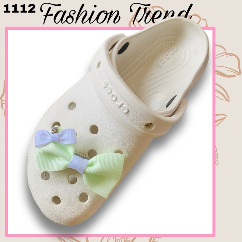 jibbitz ribbon hiasan sendal sepatu dan tas warna hijau sage