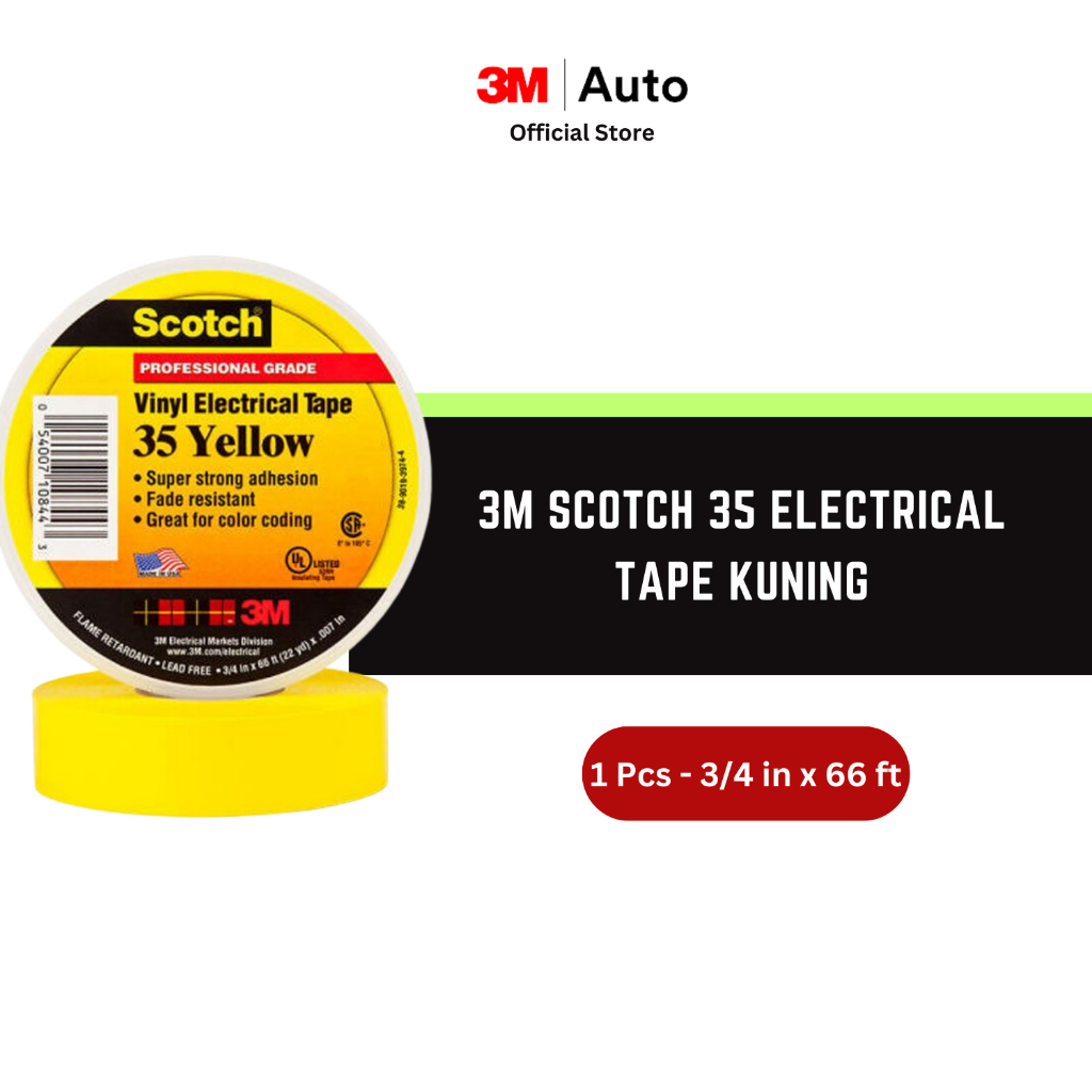 

Isolasi Listrik 3M Scotch 35 Vinyl Electrical - Kuning - (19mm x 20m)