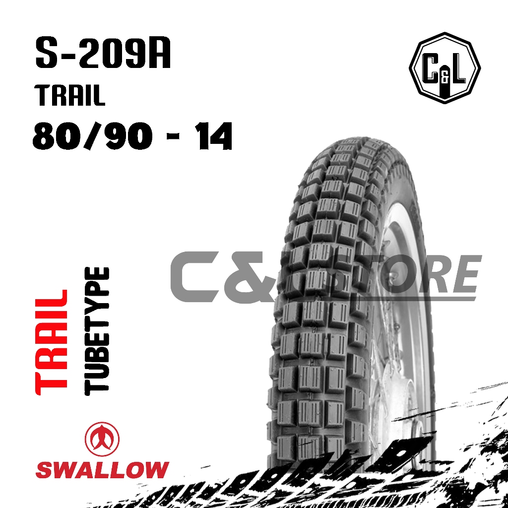 BAN LUAR MOTOR SWALLOW 80/90-14 RING 14 S-209 TRAIL TUBETYPE