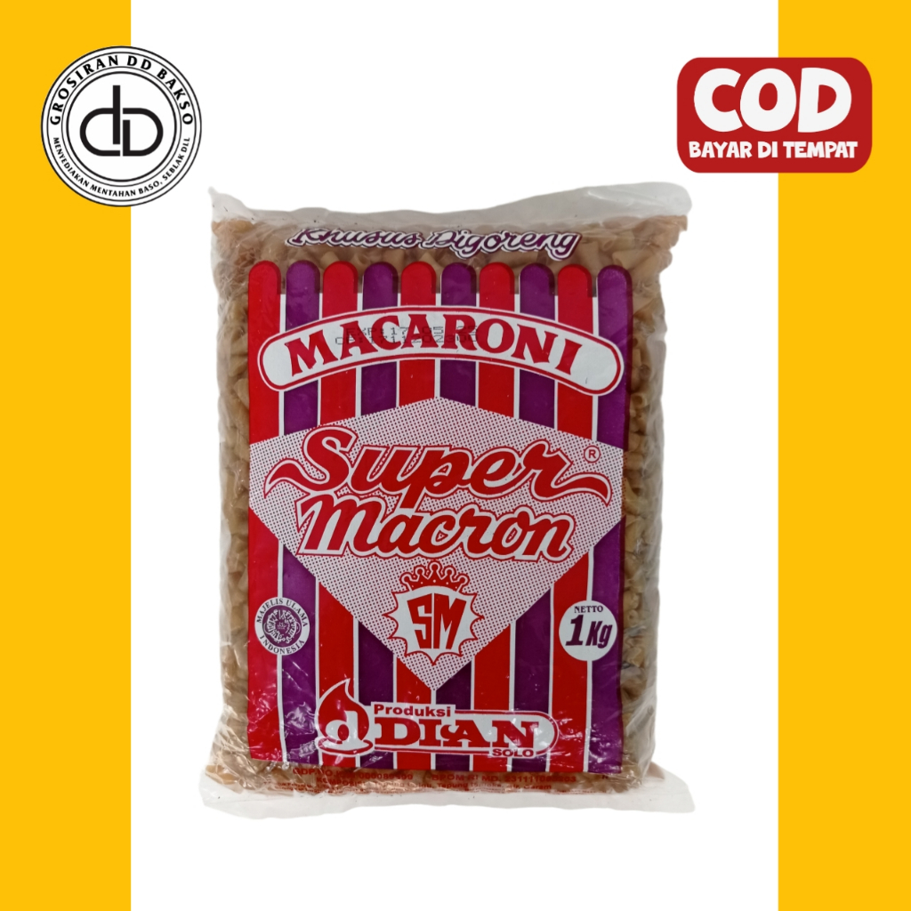 

makaroni cap super macron kemasan 1kg, makaroni mekar, makaroni seblak, makaroni mentah, makaroni murah