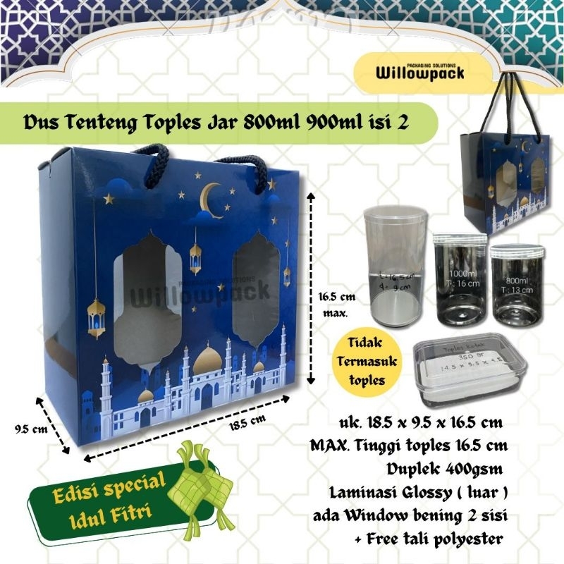

DUS IDUL FITRI TOPLES JAR 1000ml 900ml isi 2 / 250ml isi 4 (MIN. 10PCS)// KODE : HASNA // KUE KERING BOX LEBARAN HAMPERS