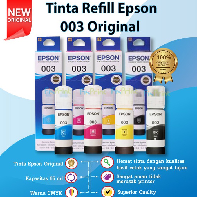 Harga Spesial Tinta Epson 3 Original Black Cyan Magenta Yellow Refill Ink Printer L111 L121 L125 L12
