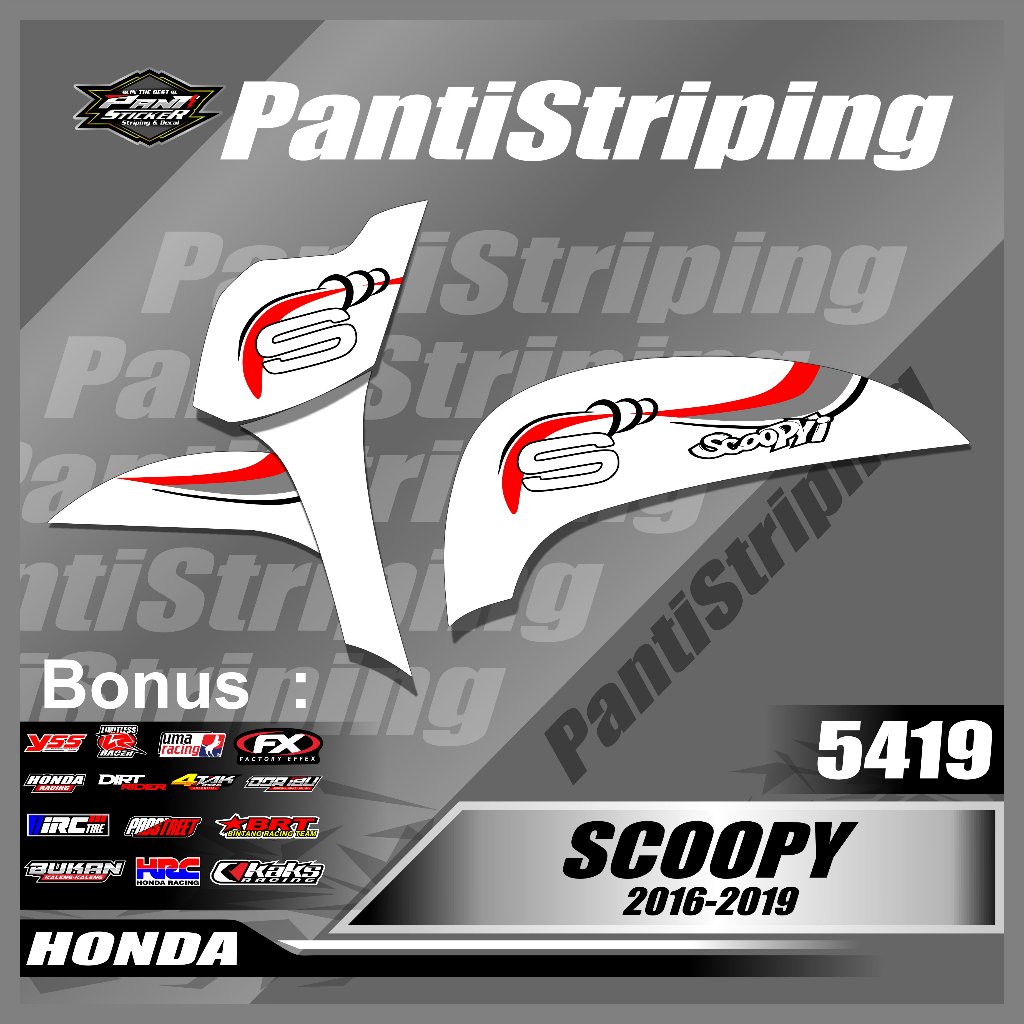STRIPING MOTOR SCOOPY FI 2016-2019 VARIASI VIRAL - STICKER MOTIF SCOOPY FI POLET - STRIPING AKSESORI