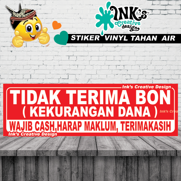 Stiker Tidak terima Bon atau kekurangan dana - tidak melayani hutang