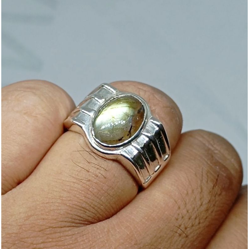 Cincin Pria Labrador Labradorite Ring Perak 925