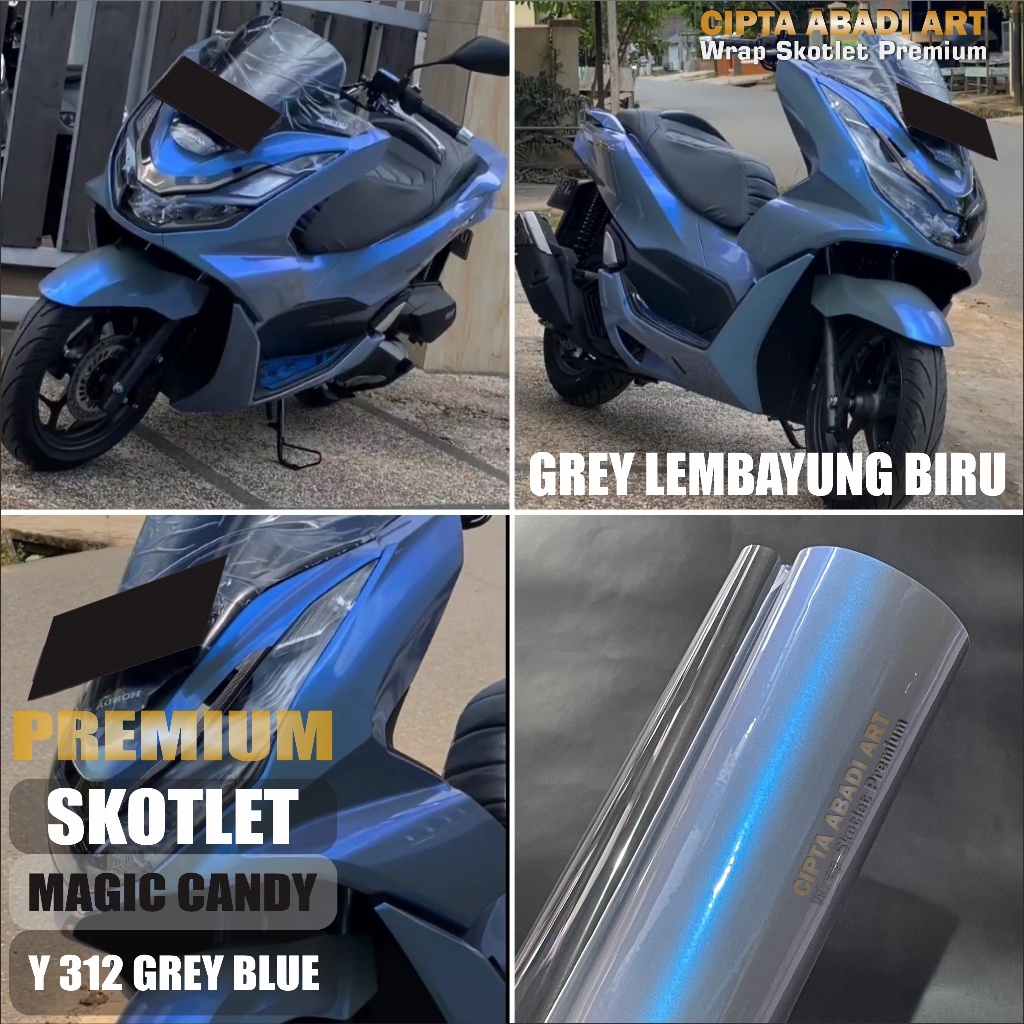 Skotlet stiker motor magic candy glossy sticker lembayung grey purple scotlite bunglon biru merah
