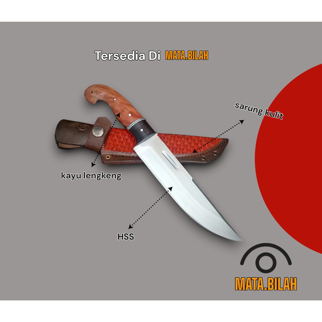 MB Pisau Bushcraft Fulltang / Pisau Skiner Bushcraft HSS Panjang Total 28cm