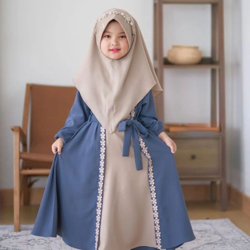 Denada Syari Kids Pakaian Hijab anak untuk usia 6bulan sampai 4 tahun Baju muslim Set kerudung gamis