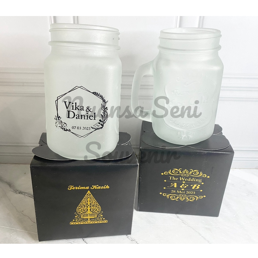 Souvenir Mug Jar Kaca Jumbo Gelas Cafe Cangkir Jus Drinking Jar Harvest Time Gelas Kaca Doff Sablon