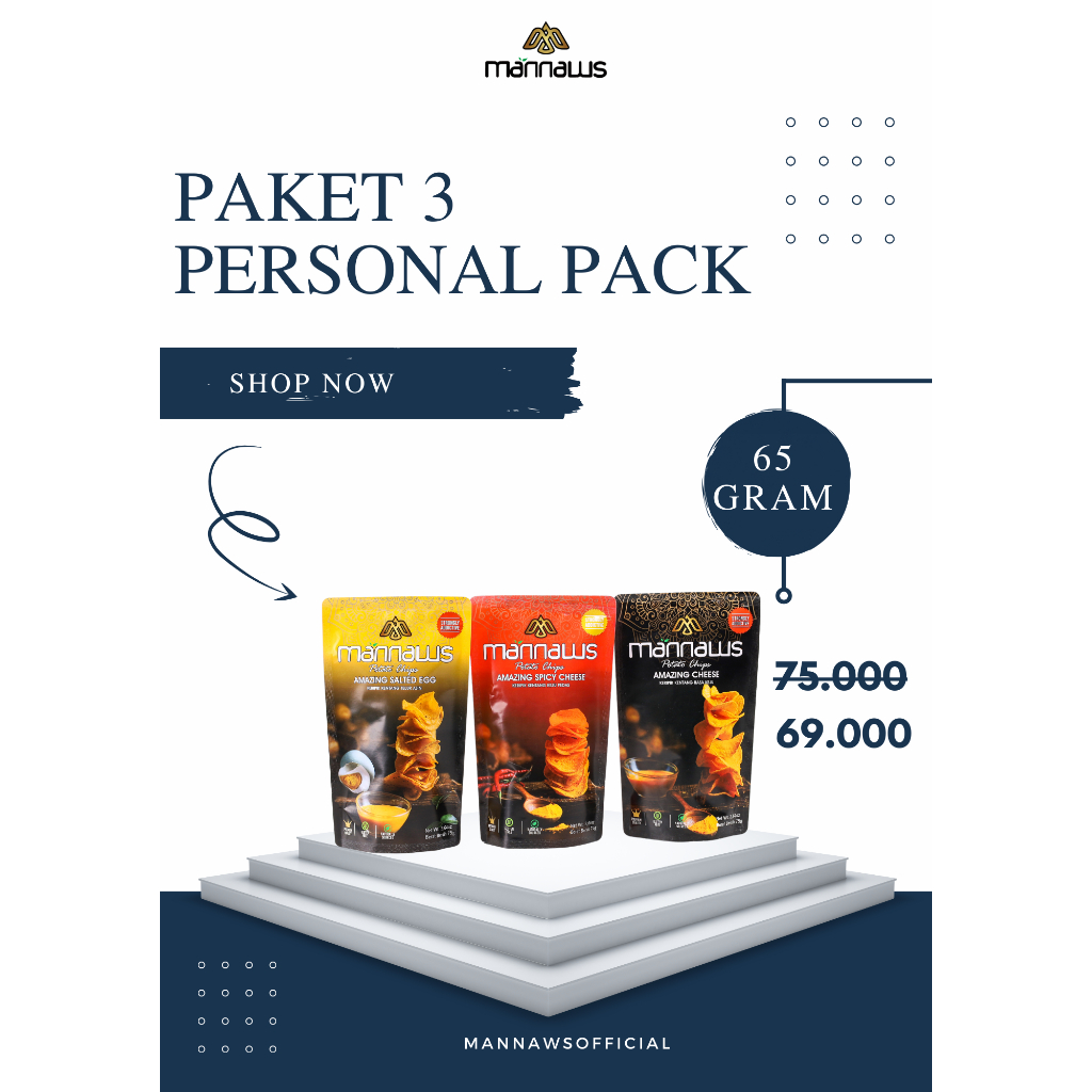 

Mannaws Potato Chips Snack Keripik Kentang Paket 3 Personal