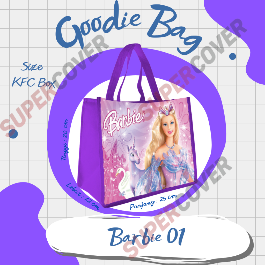 

Goodie Bag Gambar Kartun Barbie 01 Warna Ungu Untuk Acara Ulang Tahun, Aqiqah, Sunatan Dan Lain lain.